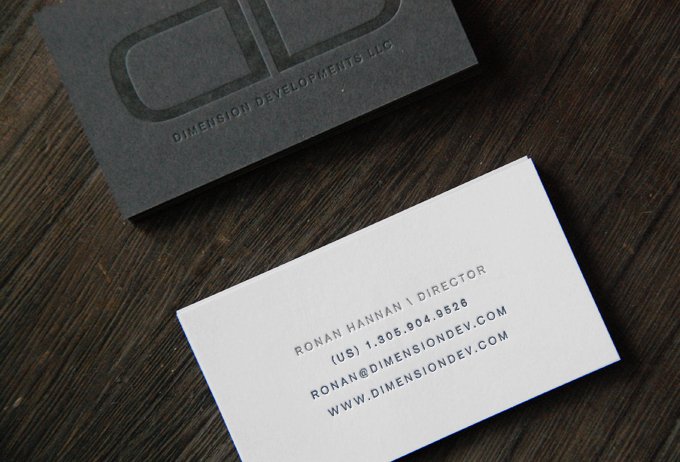 Cool Letterpress Business Card - Dimension Developments