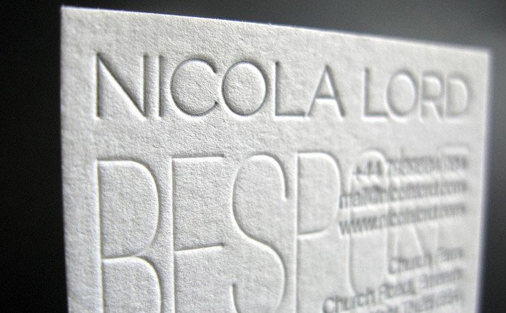 Unique Letterpress Business Card - Nicola Lord