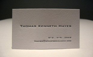 Minimalistic Letterpress Business Card - Thomas Kenneth Hayes
