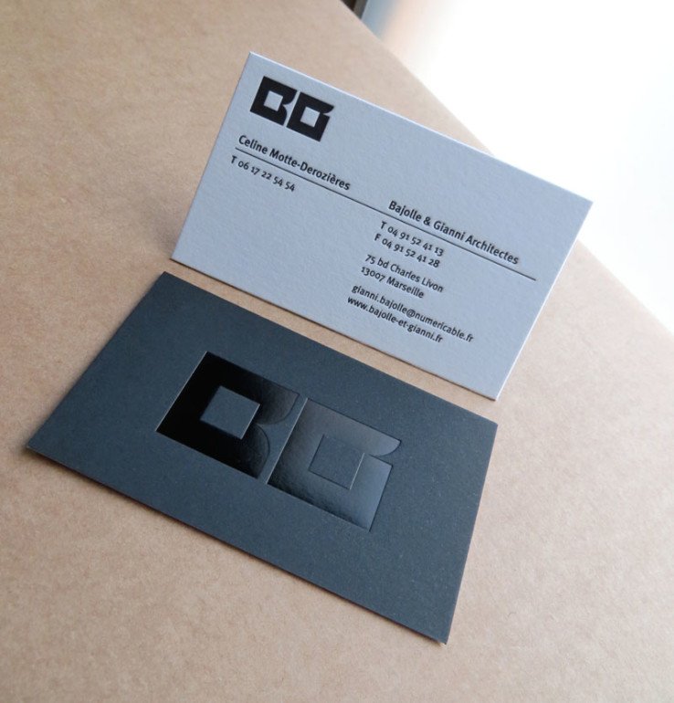 Cool Letterpress Business Card - Bajolle & Gianni Arcitectes