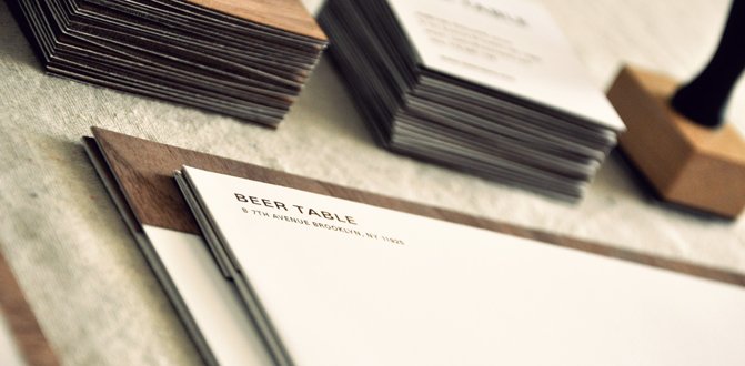 Unique Square Half-Wooden Business Cards - Beer Table 2