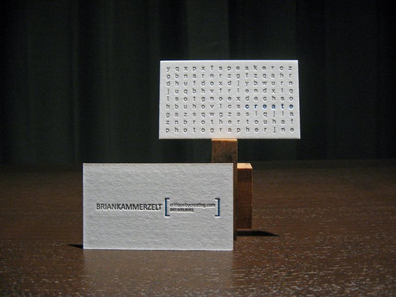Unique Letterpress Business Card - Brian Kammerzelt