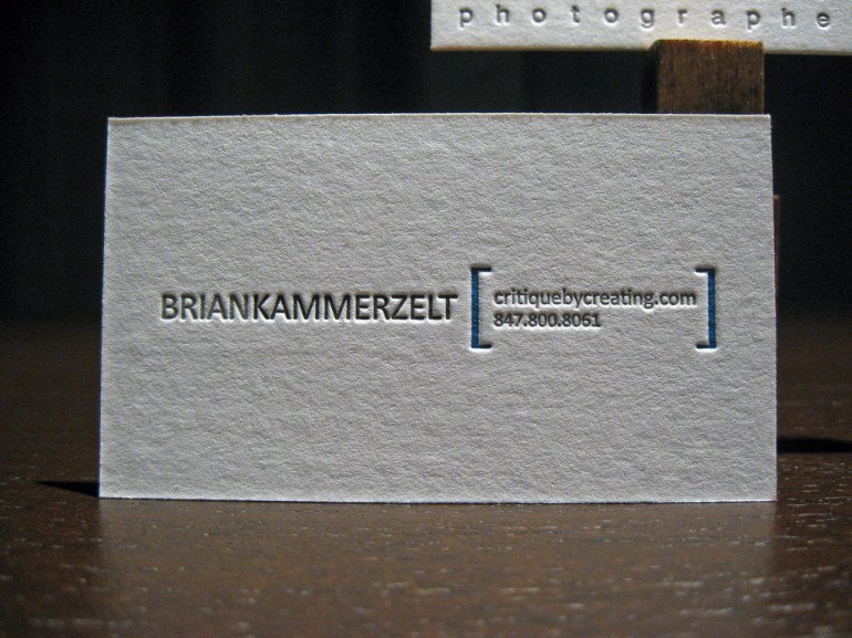 Unique Letterpress Business Card - BrianKammerZelt Website