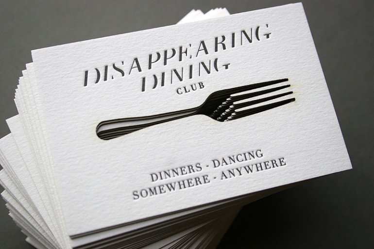 Laser cut Letterpress Business Card - Disappearing Dining