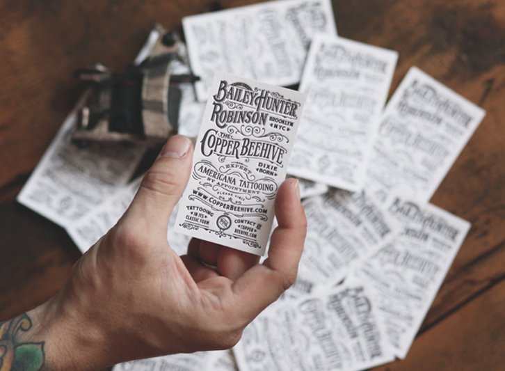 Custom Letterpressed Business Cards - Americana Tattooing2