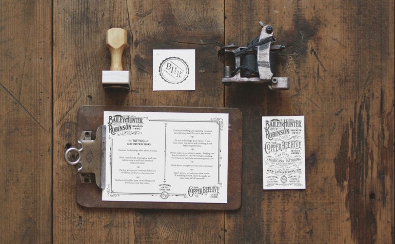 Custom Letterpressed Business Cards - Americana Tattooing3