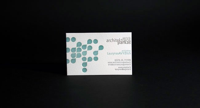 Letterpress Business Card - Architekturos parkas2