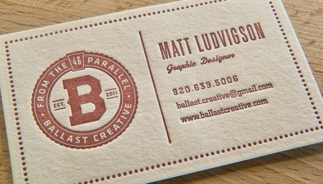 Cool Letterpress Business Card - Ballast 2
