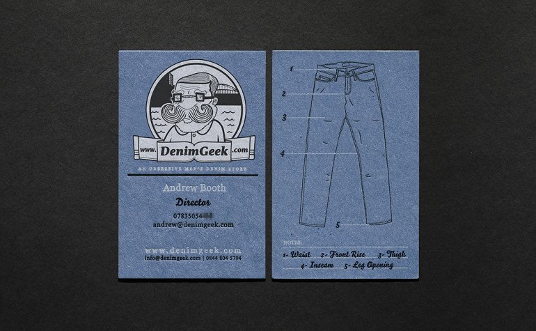 Cool Letterpress Business Card - Denim Geek Older