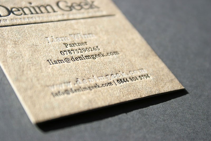 Cool Letterpress Business Card - Denim Geek2