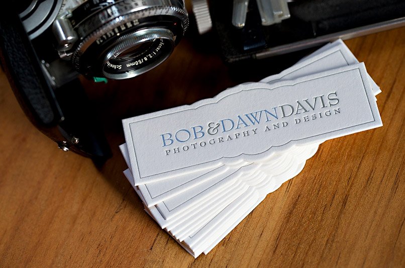 Die-Cut Lettepress Business Cards - Bob & Dawn Davis