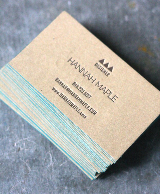 Duplexed & Edge Painted Business Cards - Hannah Maple Studio