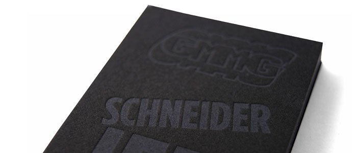 Grinning Man Media Group - Custom Black Letterpress Business Cards 3