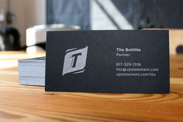 Cool Black Letterpress Business Card - Upstatement