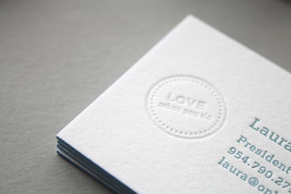 Edge Painted Letterpress Business Cards - Onboard