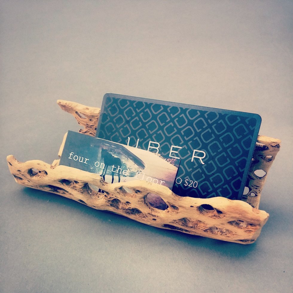 Unique Cholla Cactus Wood Business Card Holder - Uber Card
