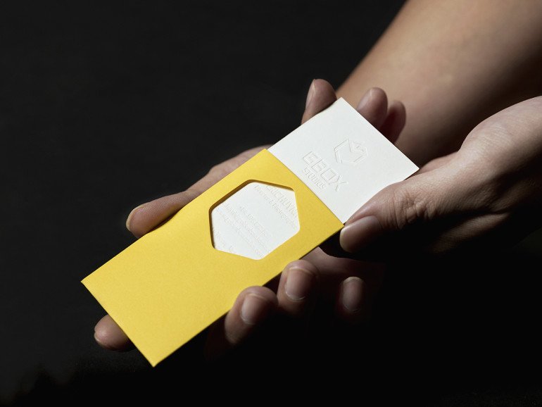 Unique White on White Letterpress Business Cards - Gbox