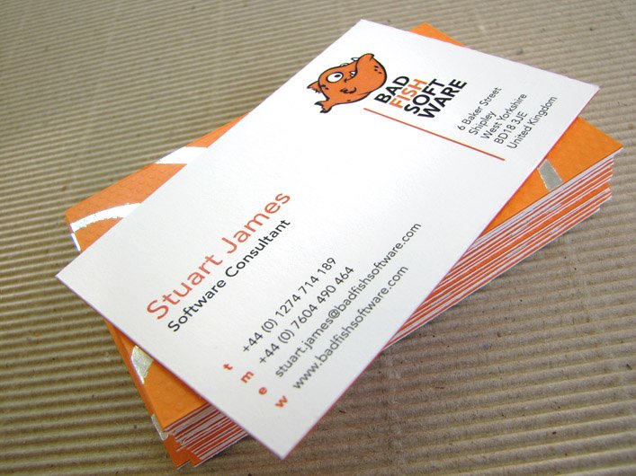 Cool Duplexed Foil Printed Business Cards - Bad Fish Software 4