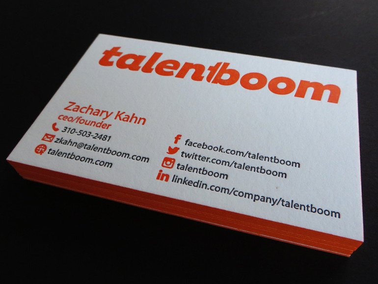 Letterpress Business Card - Talent Boom 2