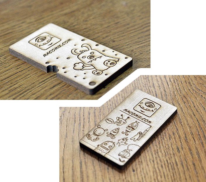 Unique Laser-Cut Wooden Business Cards - Macomix