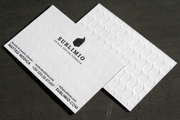 Black and White Letterpress Business Card - Sublimio